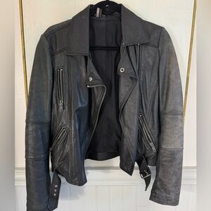 Topshop Black Leather Moto Jacket